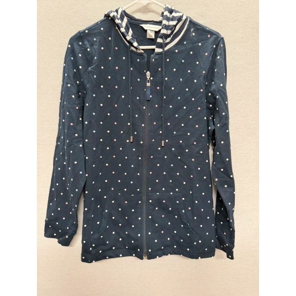 Christopher & Banks Polka Dot Zip Up Hoodie - size M